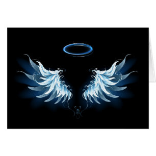 Blue Glowing Angel Wings on black background