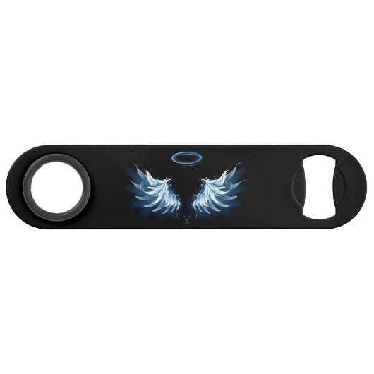 Blue Glowing Angel Wings on black background (Devant (Horizontal))