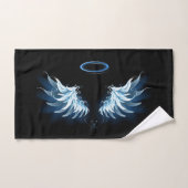 Blue Glowing Angel Wings on black background (Serviette à main)