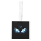 Blue Glowing Angel Wings on black background Kubus Ornament (Voorkant)