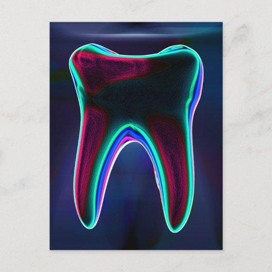 Blue Glowing Tooth Dental Art Briefkaart (Voorkant)