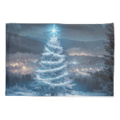 Blue Glowing Winter Night Christmas Tree Kussensloop (Achterkant)