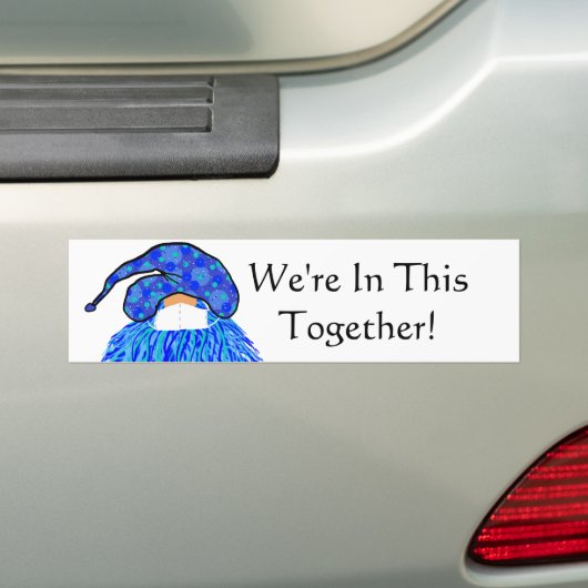 Blue Gnome Face & Mask: In dit verband Bumpersticker (Op auto)