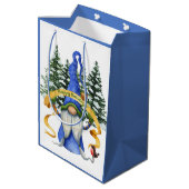 Blue Gnome Holiday wil Medium Cadeauzakje (Achterkant Gekanteld)