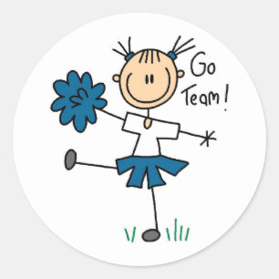 Blue Go Team Cheerleader T-shirts en cadeautjes Ronde Sticker