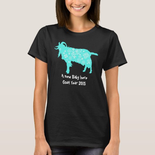 Blue Goat Baby Here 2015 Vrouwen Moederschap T-shi T-shirt (Voorkant)