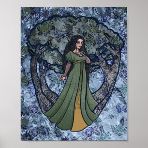 Blue Goddess Bossen Pagan Art Natuur Goddesses Poster
