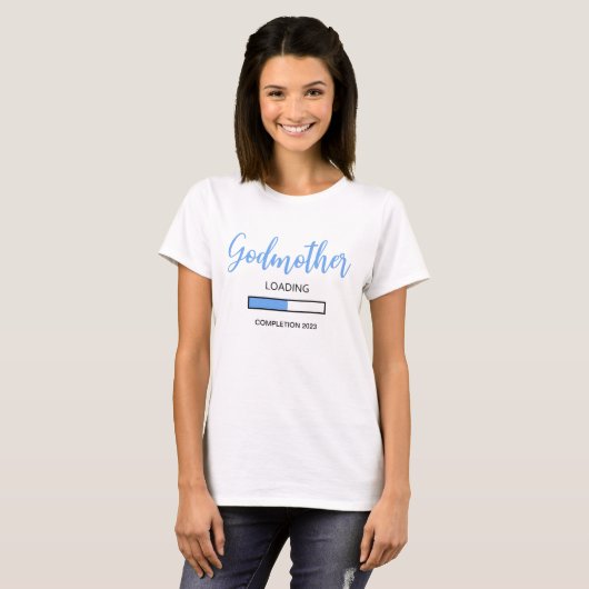 Blue Godmoeder Loading Completion 2023 Baptism T-shirt (Voorkant volledig)