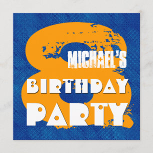 BLUE GOLD 8th Birthday Party 8 Year Old V11C Kaart