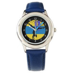 Blue Gold Abstract Art Gymnast Horloge