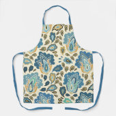  Blue Gold Abstract Paisley Pattern Schort (Voorkant)