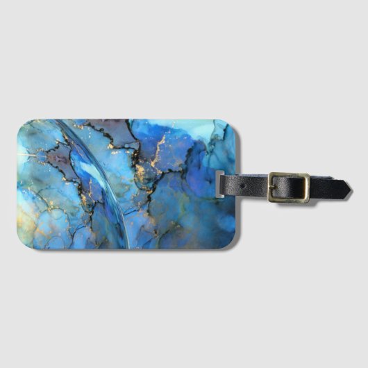 blue gold abstracte scifi orbb bagagelabel (Voorkant (horizontaal))