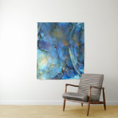 blue gold abstracte scifi orbb wandkleed (In situ)