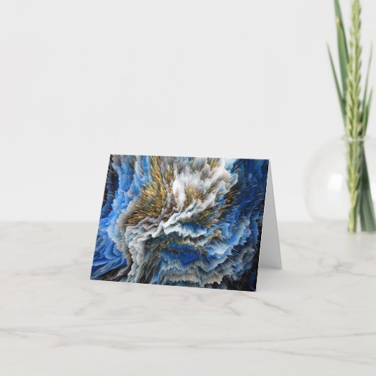 Blue Gold Abstrait effet 3D Cartes de notes vierge (Devant)