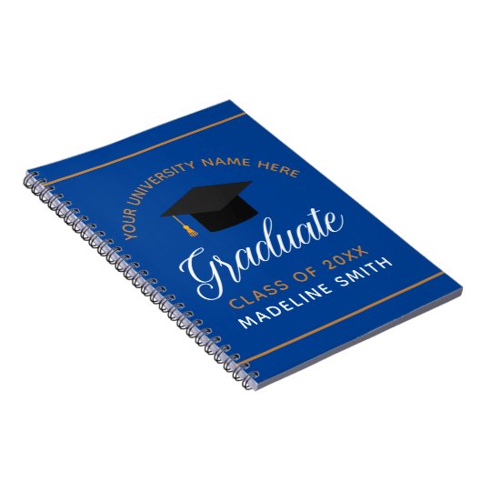 Blue Gold Afstuderen Custom Class of 2023 Afstuder Notitieboek (Rechterzijde)