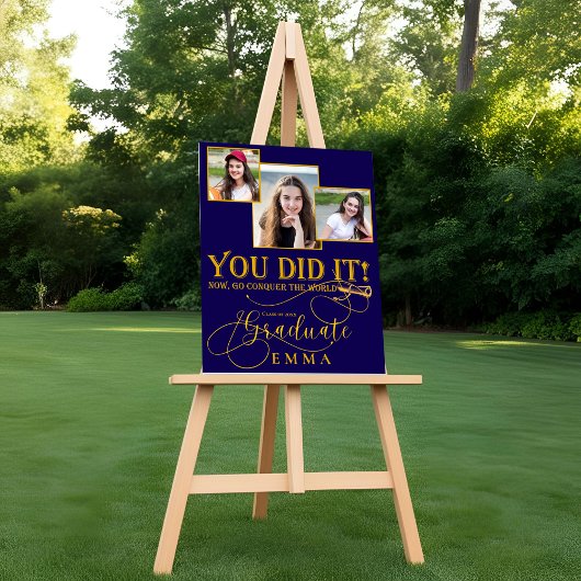 Blue Gold Afstuderen Multi Photo Keepsake Foto Afdruk