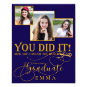 Blue Gold Afstuderen Multi Photo Keepsake Foto Afdruk (Voorkant)