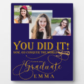 Blue Gold Afstuderen Multi Photo Keepsake Gift Fotoplaat (Voorkant)