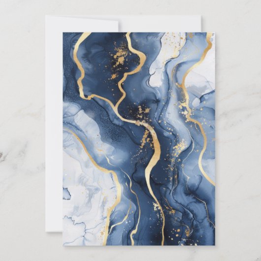 Blue Gold Agate 70e anniversaire Invitation (Dos)