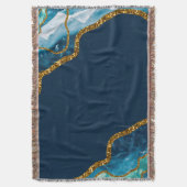 Blue & Gold Agate Geode Glitter Deken (Voorkant Verticaal)