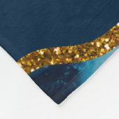 Blue & Gold Agate Geode Glitter Fleece Deken (Hoek)