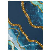 Blue & Gold Agate Geode Glitter Klembord (Achterkant)