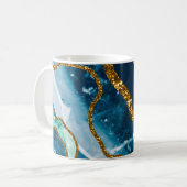 Blue & Gold Agate Geode Glitter Koffiemok (Voorkant links)