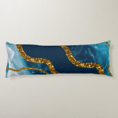 Blue & Gold Agate Geode Glitter Lichaamskussen (Achterkant)