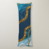 Blue & Gold Agate Geode Glitter Lichaamskussen (Achterkant (Verticaal))