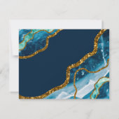 Blue & Gold Agate Geode Glitter Monogram Note Kaar Notitiekaartje (Achterkant)