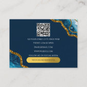 Blue Gold Agate Geode Glitter Monogram QR Code Visitekaartje (Achterkant)