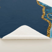 Blue & Gold Agate Geode Glitter Sherpa Deken (3/4)
