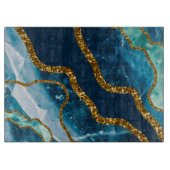 Blue & Gold Agate Geode Glitter Snijplank (Voorkant)