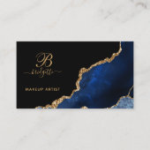 Blue Gold Agate Geode Makeup Artist Visitekaartje (Voorkant)