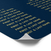 Blue Gold Agate Glitter Wedding Seding Chart Poster (Hoek)