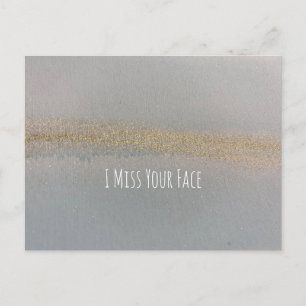 Blue Gold Alcohol Ink Abstract I Miss Your Face Briefkaart