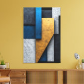 Blue, Gold and Concrete Canvas Afdruk (Insitu (Woonkamer))
