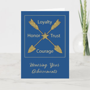 Blue Gold Arrows Cross Over Bridge Gefeliciteerd Kaart