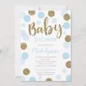 Blue Gold Baby shower invitation Confetti Baby Boy (Devant)