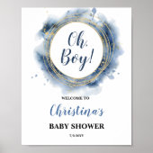 Blue Gold Baby shower Poster (Voorkant)