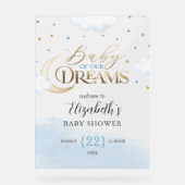 Blue Gold Baby van ons Dreams Baby shower Welkom Acryl Bord (Voorkant)