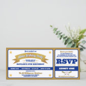 Blue & Gold Baseball Allstar Ticket Birthday Kaart (Staand voorkant)