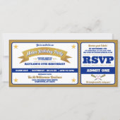 Blue & Gold Baseball Allstar Ticket Birthday Kaart (Voorkant)