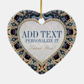 Blue Gold Batik Monogram Love Heart Ornament (Achterkant)