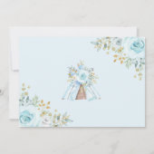 Blue Gold Boho Woodland Forest Boy Baby shower Kaart (Achterkant)