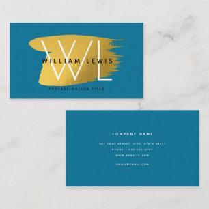Blue Gold Bold Monogram Modern minimalist Visitekaartje