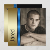 Blue Gold Boys Afstudeeraankondigingen Kaart (Voorkant / Achterkant)