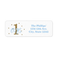 Blue & Gold Boys One 1st Birthday Party Invitation