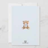 Blue Gold Brown Teddy Bear Boy Baby shower Kaart (Achterkant)
