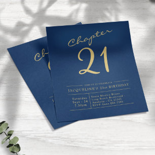 Blue Gold Budget 21st Birthday Uitnodiging Flyer